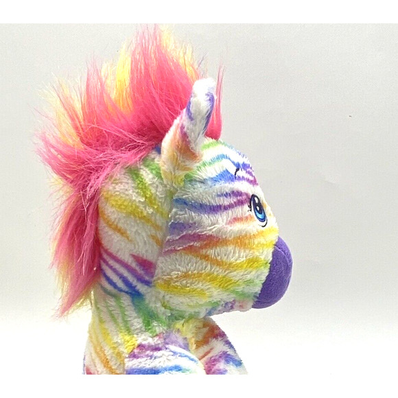 Build A Bear BABW Colorful Rainbow Striped Zebra Plush Stuffed Animal Toy 18" - Picture 5 of 11